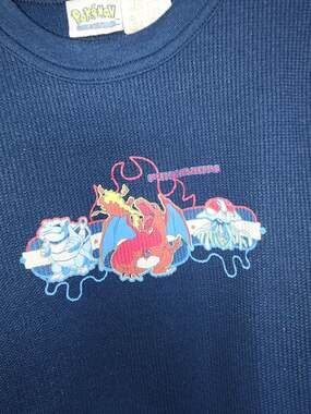 Vintage 1999 Pokemon Charizard Blastoise Tentacruel Waffle Knit Youth 8/10